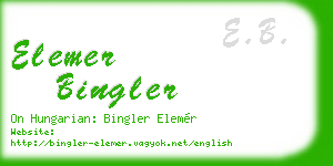 elemer bingler business card